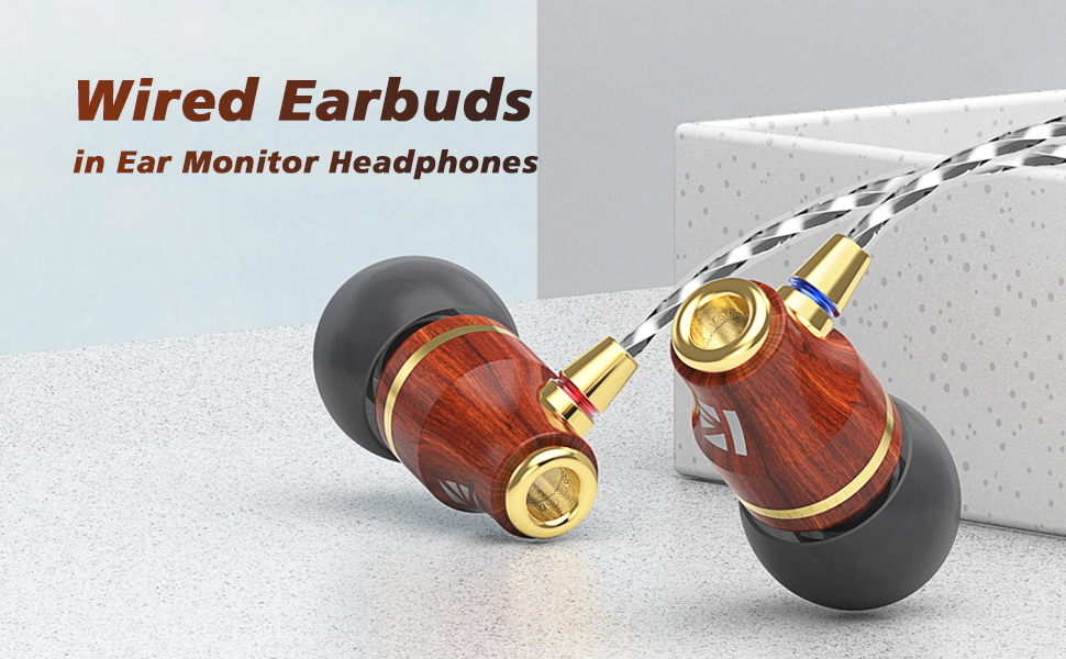 KBEAR KW1 Wired Wood Earbuds in Ear Monitor Headphones