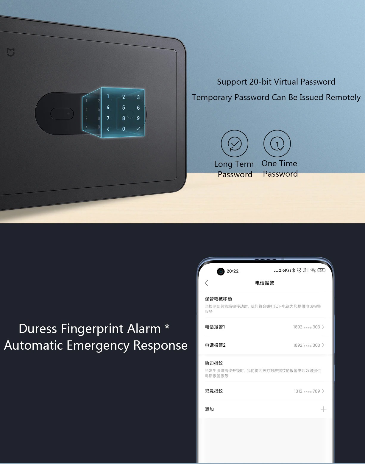 Xiaomi Mijia Smart Safe Deposit Box Duress Fingerprint Alarm Linked Camera Safe Box