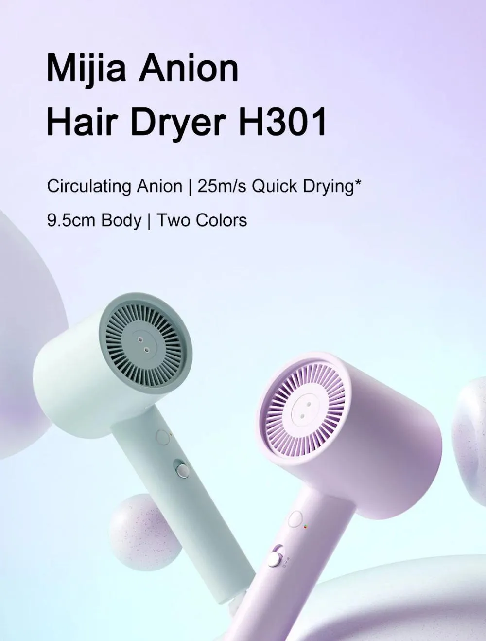 Xiaomi Mijia H301 Anion Hair Dryer Constant Temperature 1800W