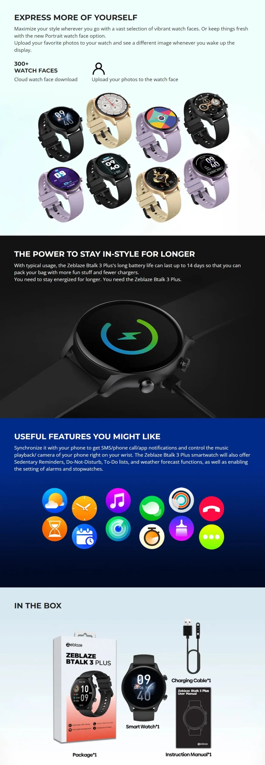 Zeblaze Btalk 3 Plus Customizable watch faces for personalized experience