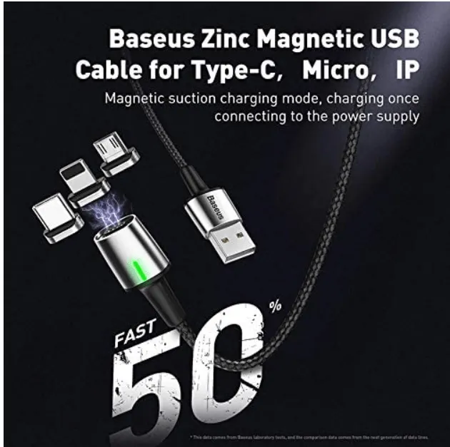 Baseus Zinc Magnetic USB Cable for Type C/Lightning/Micro - Image 3