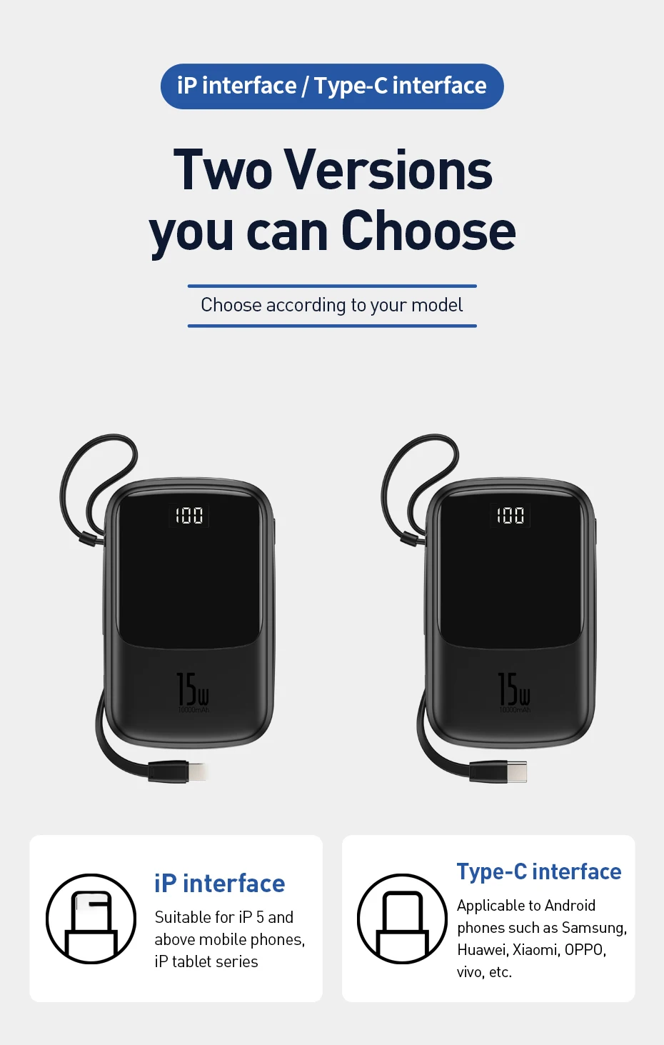 Baseus Qpow Type-C Lightning, Baseus Qpow 10000mAh Power Bank for iPhone and Android devices