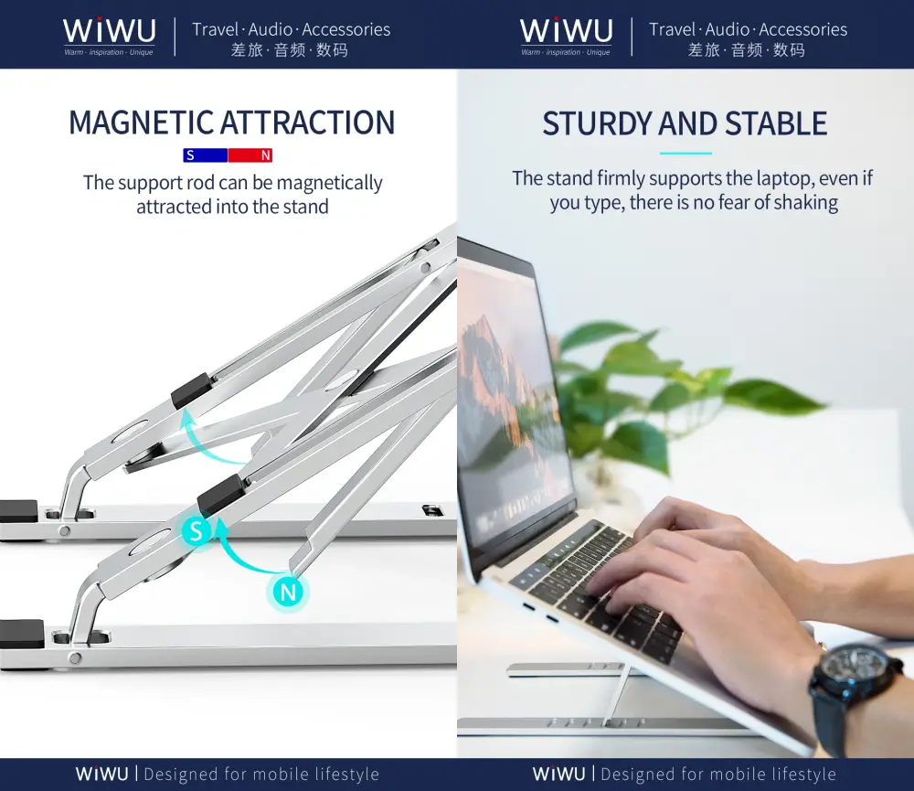Wiwu S400 Laptop Stand ergonomic aluminum alloy design for 10-17 inch laptops