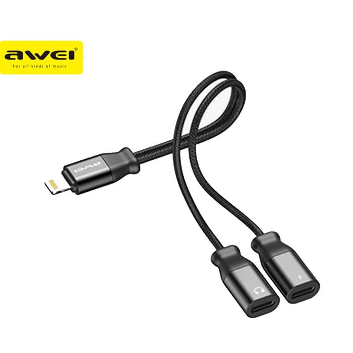 Awei CL-72 2-in-1 Adapter For Lightning Charging And Play Music