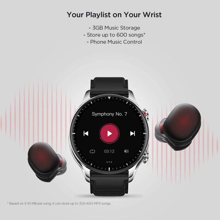 Amazfit GTR 2 Smartwatch with 3GB Music Storage, GPS, Heart Rate, Sleep, Stress, SpO2 Monitor, 14-Day Battery Life, Bluetooth Phone Calls, 90 Sports Modes, Water-Resistant (Classic)