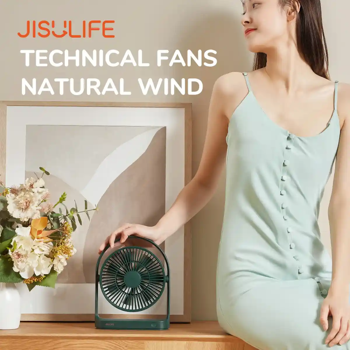JISULIFE FA19 portable desk fan on office table