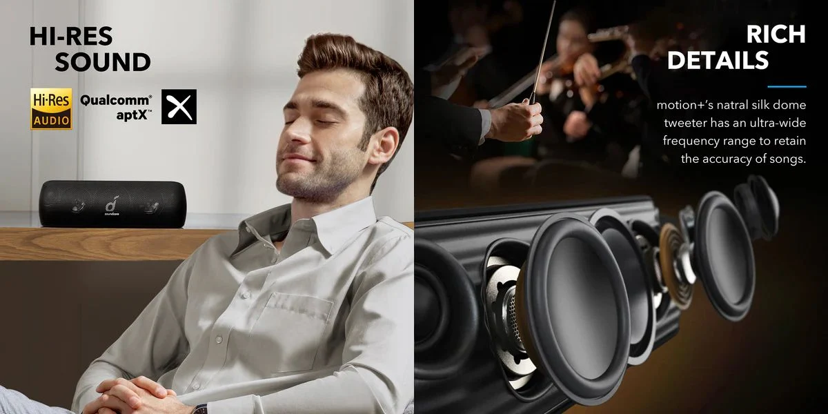 Anker Soundcore Motion+ Plus portable Bluetooth speaker metal body