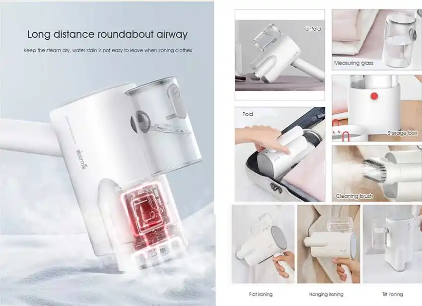 Xiaomi Deerma HS006 foldable handheld steamer with storage bag