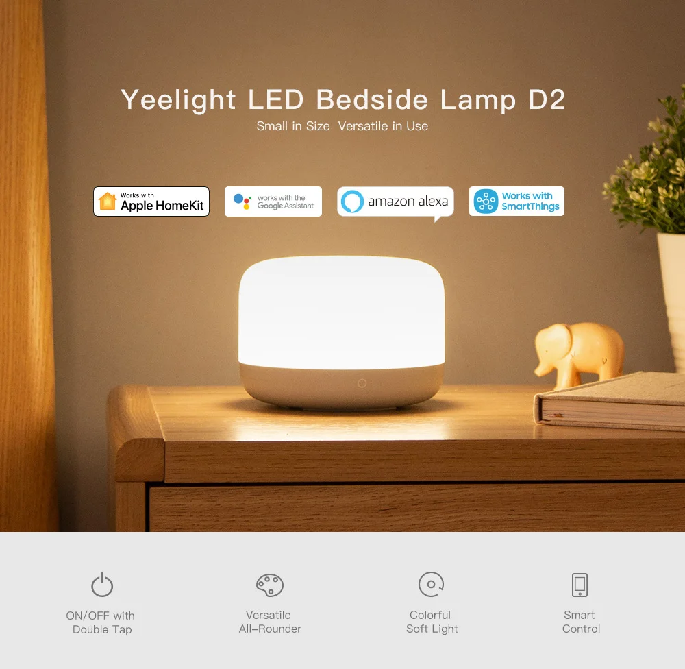 Yeelight D2 Smart LED Bedside Lamp for Apple Homekit and Google Assistant