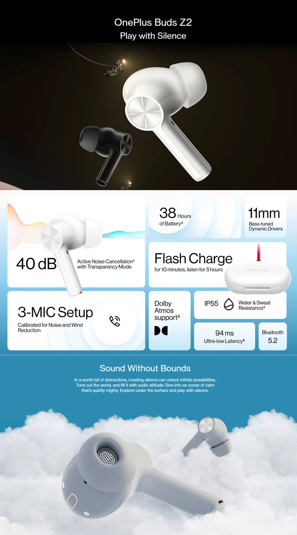 OnePlus True Wireless Earbuds Buds Z2 with ANC