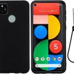 Violet Silicone Case for Google Pixel 5a 5G, Soft Rubber Gel Case Lanyard Liquid Silicone Phone Cover Girl Women Anti-Dirty Case Matte Waterproof Shockproof Protector Case for Pixel 5a 5G