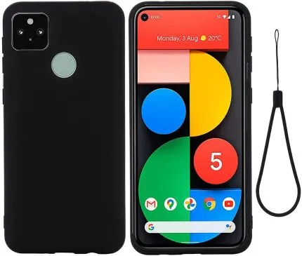 Violet Silicone Case for Google Pixel 5a 5G, Soft Rubber Gel Case Lanyard Liquid Silicone Phone Cover Girl Women Anti-Dirty Case Matte Waterproof Shockproof Protector Case for Pixel 5a 5G