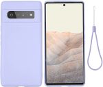 Violet Pixel 6 Pro Silicone Case for Google Pixel 6 Pro: Cute Rubber Gel Phone Cover Girl Bumper Women Anti-dirty Case Hand strap Matte Waterproof Shockproof Protector Case for Google 6 Pro