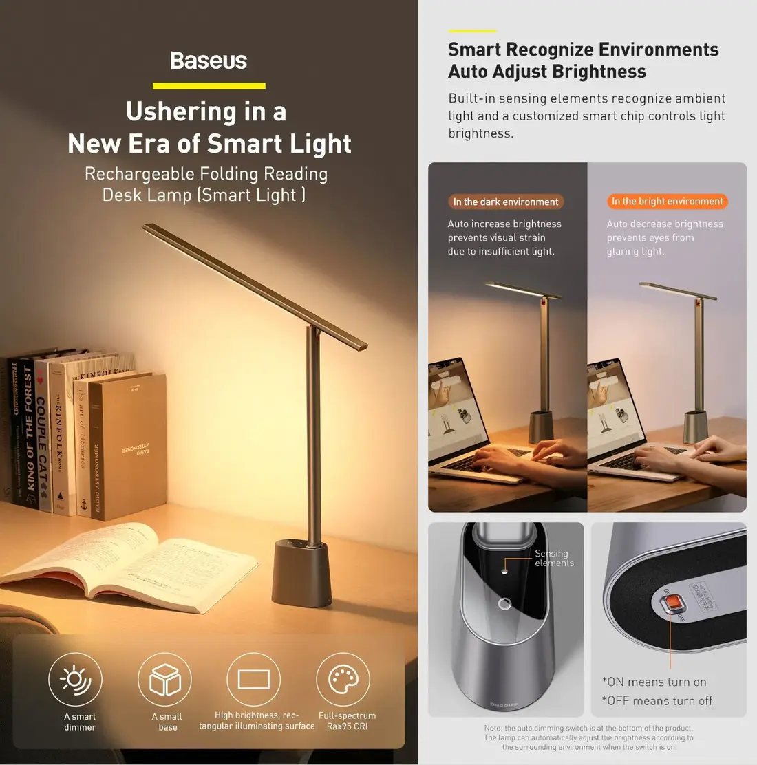 Baseus Smart Eye Series Rechargeable Folding Desk Lamp DGZG-0G for home office