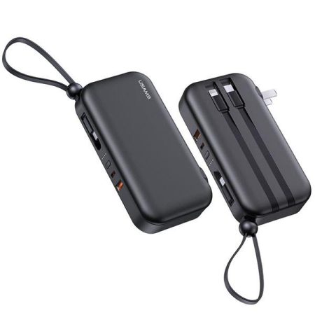 USAMS US-CD172 PB63 3IN1 Quick Charge Wall Charger Power Bank With Cables (US+EU Plug) 10000mAh