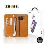 Zhuse Star River 3 Series 6000mAh Leather Card Holder Wallet Pouch with Wireless Power Bank