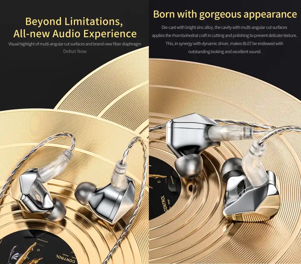 Linsoul BLON BL07 HiFi in-ear earphones with 10mm fiber diaphragm