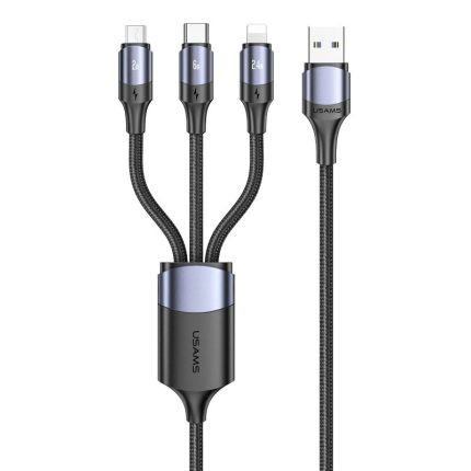USAMS US-SJ510 U71 3IN1 Aluminum Alloy Fast Charging & Data Cable 6A 1.2m