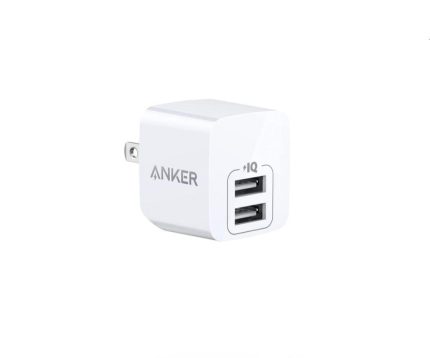Anker USB Charger, Anker PowerPort Mini Dual Port Phone Charger, Super Compact USB Wall Charger 2.4A Output & Foldable