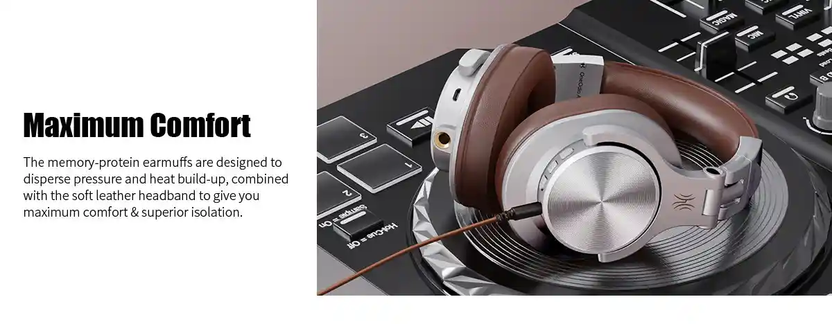 OneOdio A70 Fusion professional DJ headphones with 40mm neodymium drivers delivering high-resolution stereo sound and deep bass