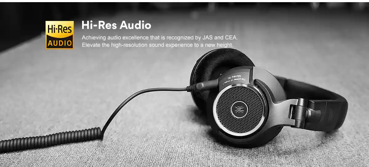 OneOdio Monitor 80 Hi-Res certified over-ear headphones with 250Ω impedance for precise audio reproduction