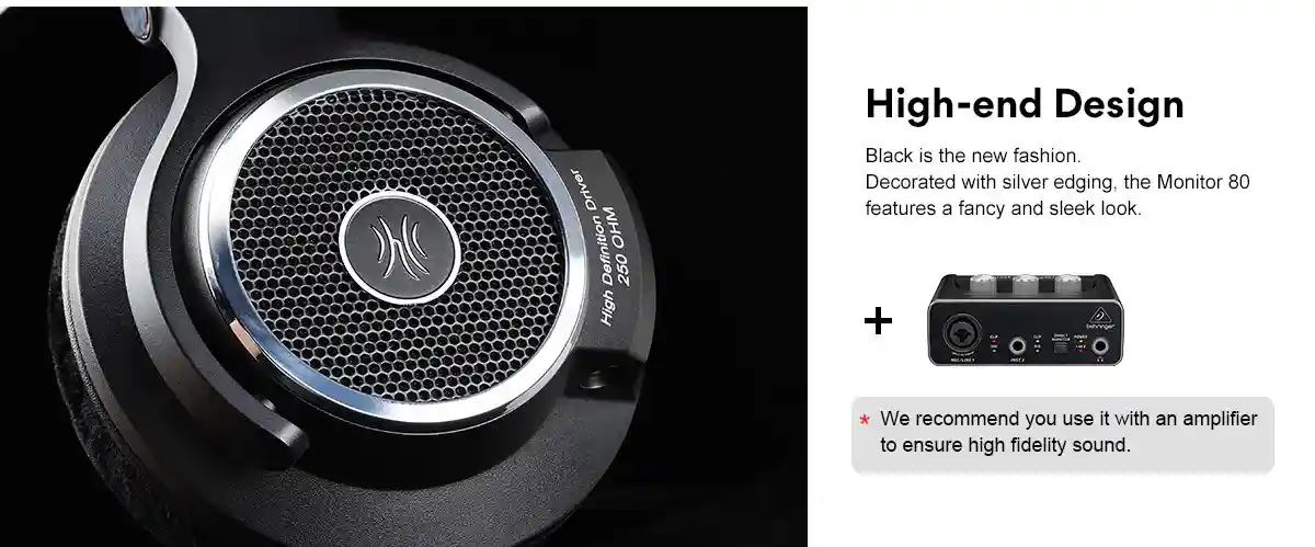 OneOdio Monitor 80 open-back monitoring headphones with velour cushions for extended studio sessions