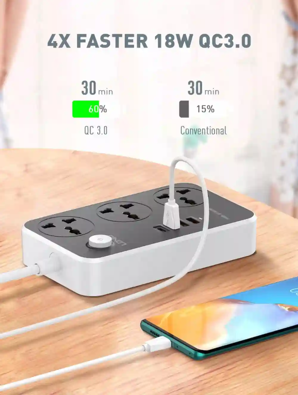 LDNIO SC3412 power strip front view