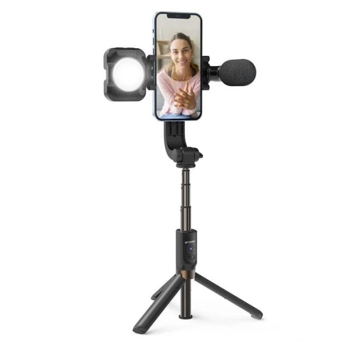 BlitzWolf BW-BS15 Tripod Selfie Stick with Fill Light & Microphone