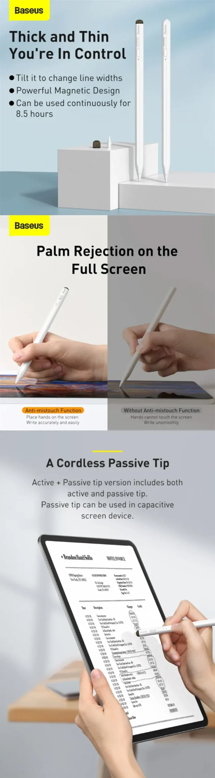 BASEUS Smooth Writing Stylus Pen Active + Passive Version for iPad and Android
