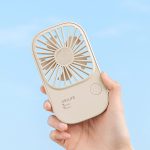 JISULIFE Handheld Fan Mini Fan, Small Fan Portable with Bracket, 2000mAh USB Rechargeable Lash Fan with 3 Speeds, Makeup Fan Eyelash Fan for Office Outdoor Travel Beige