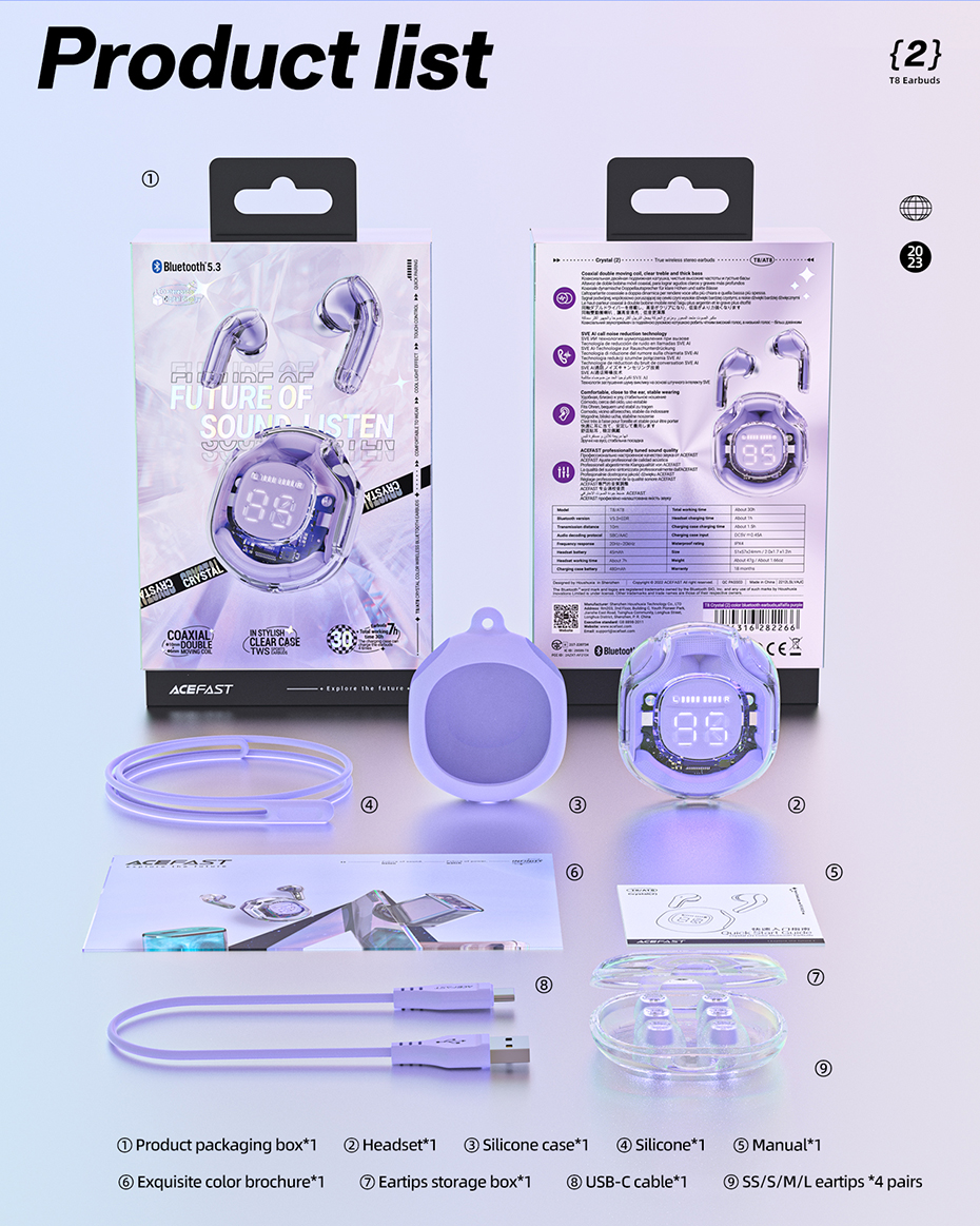 Acefast T8 Earbuds Crystal 2