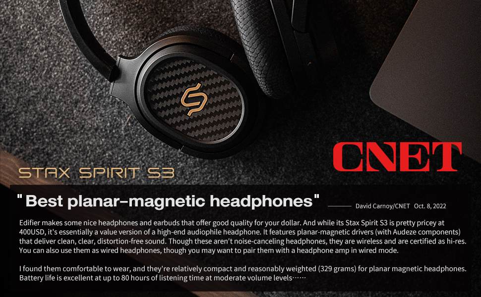 Edifier Stax Spirit S3 Planar Magnetic Headphone, Bluetooth Hi-Fi Headphone with Hi-Res & Snapdragon Sound with Mic for Audiophile