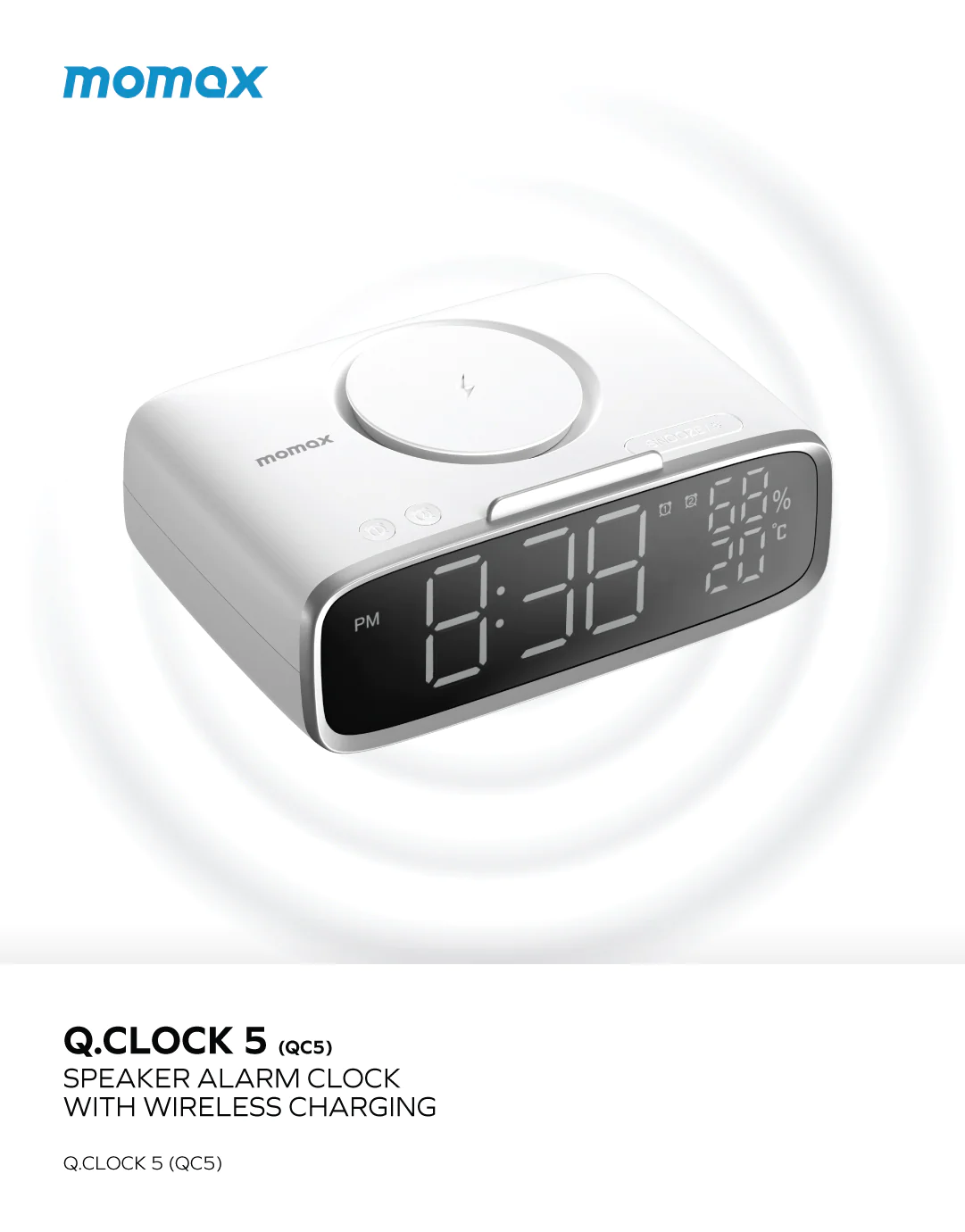Momax Q.Clock5 Digital Clock with Wireless Charging QC5