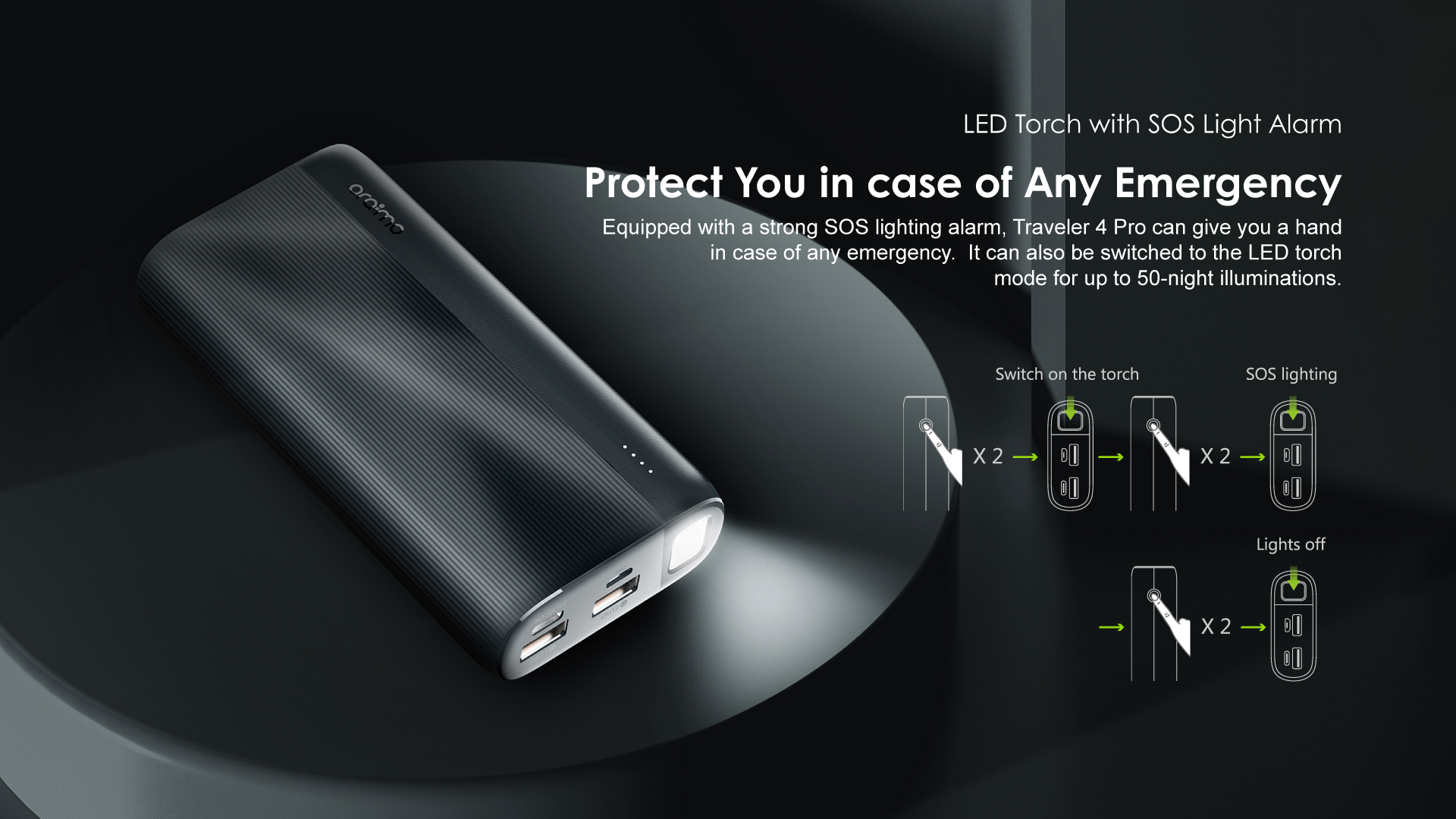 oraimo Traveler 4 Pro OPB-P204DQ 20W PD3.0 QC3.0 Quick Charge 20000mAh Power Bank