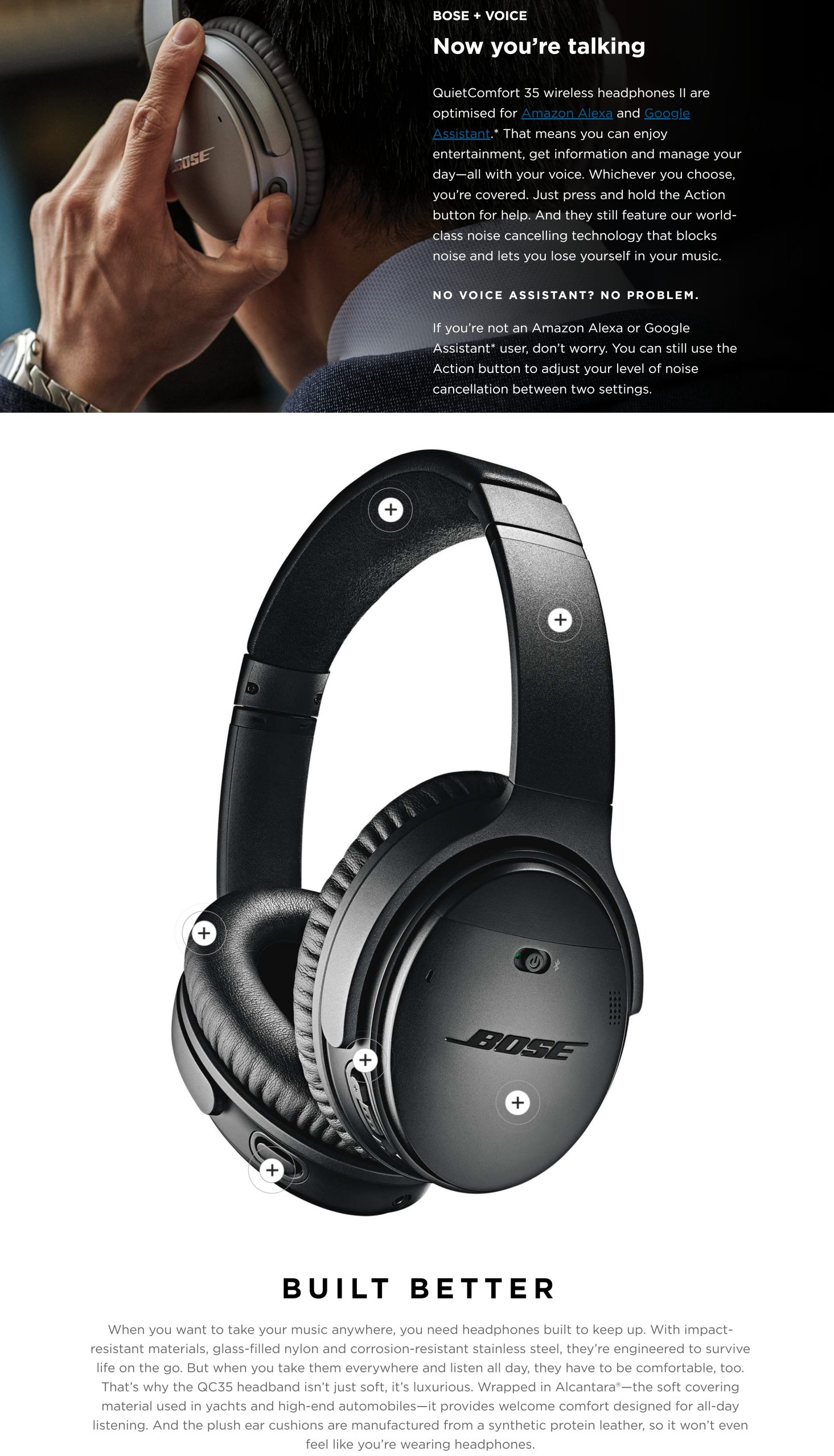 Bose QuietComfort 35 II Wireless Headphones Noise Cancelling with Alexa Voice Control