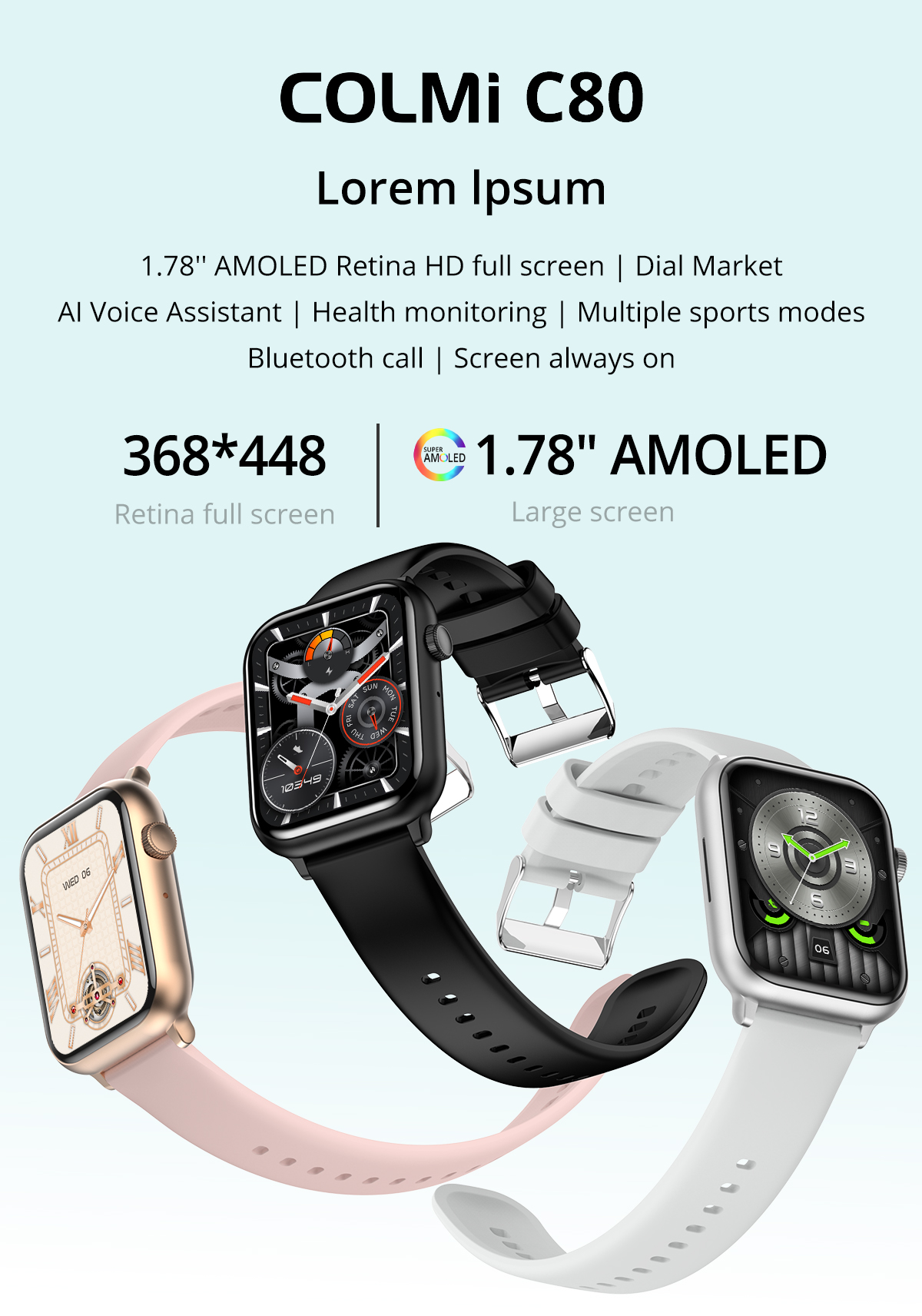 COLMi C80 Smartwatch AMOLED Screen Always On Display