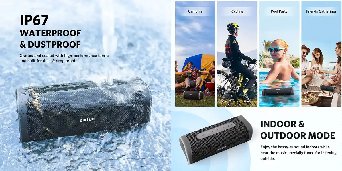EarFun JumboBass Speaker UBOOM L Stereo Pairing and Auracast Compatible