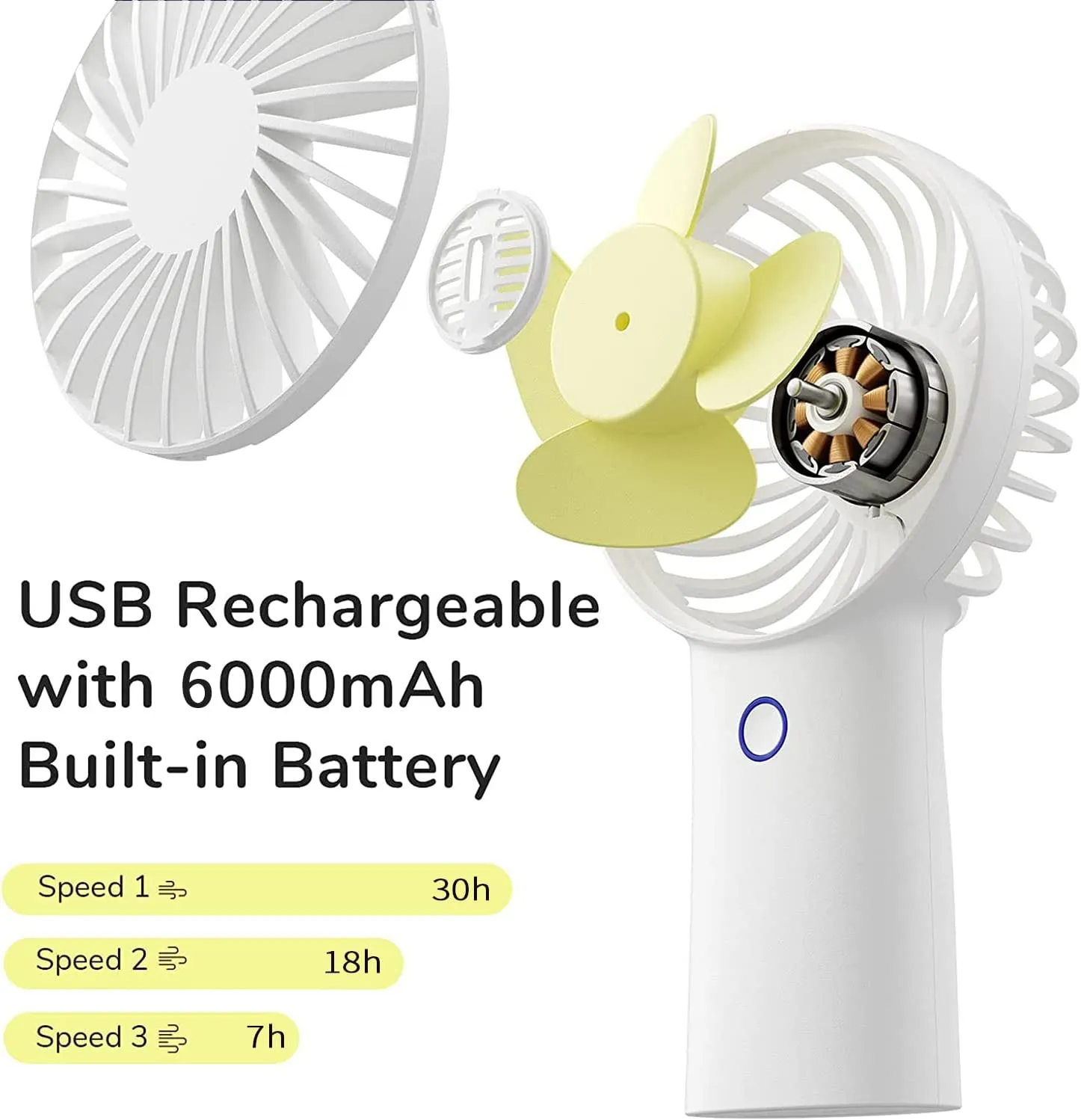 JISULIFE F2D Portable Hand Fan 6000mAh