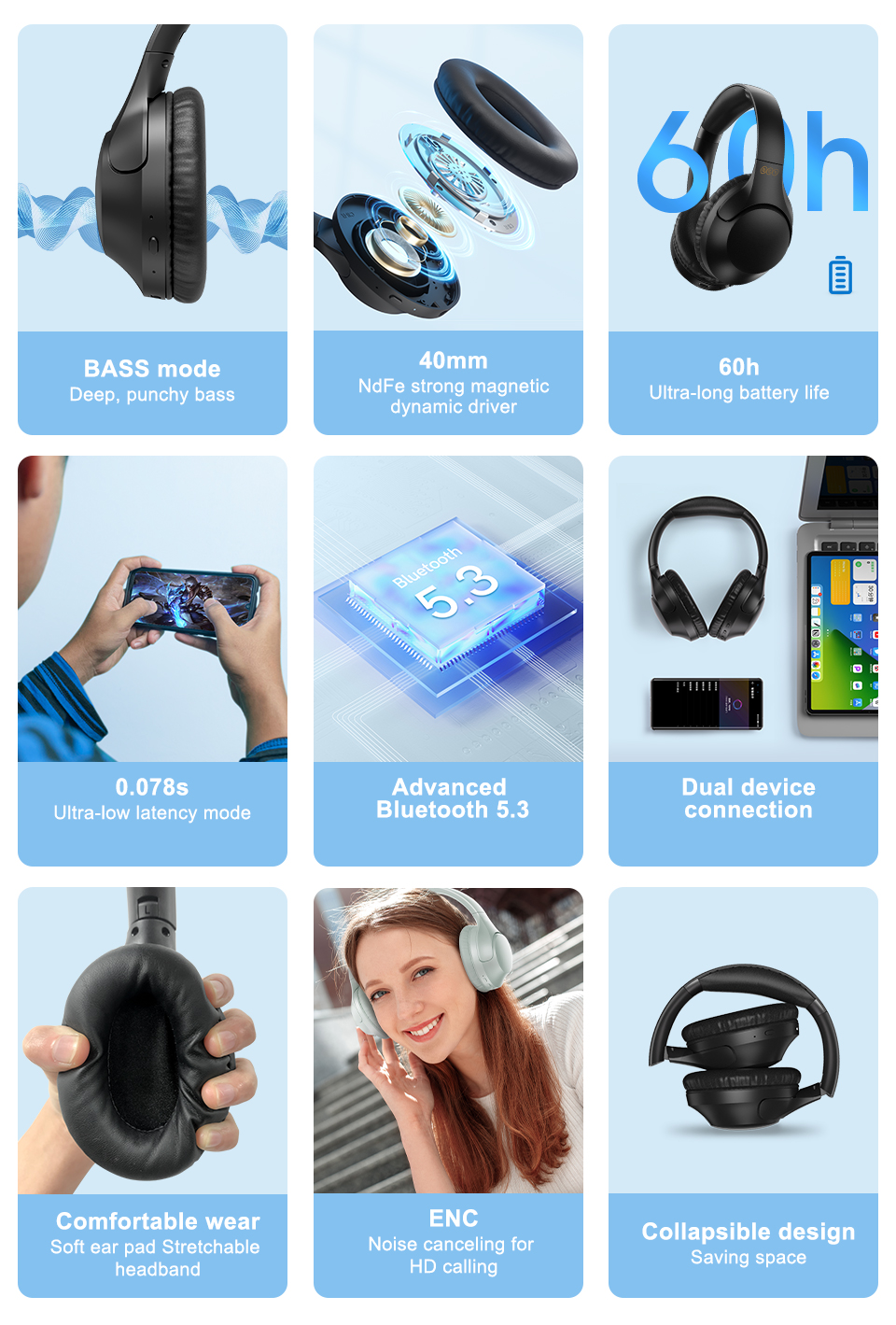 QCY H2 Wireless Headphone Over-Ear