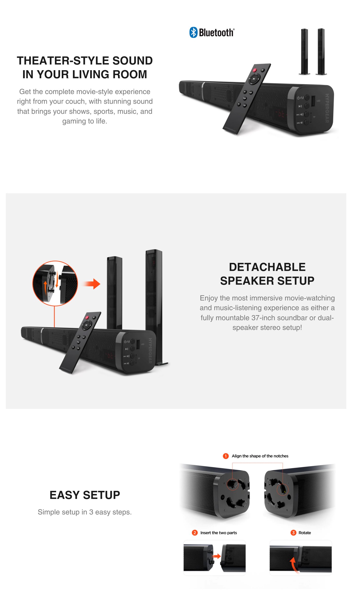 HyperGear SonicBoom 2-in-1 Detachable Soundbar