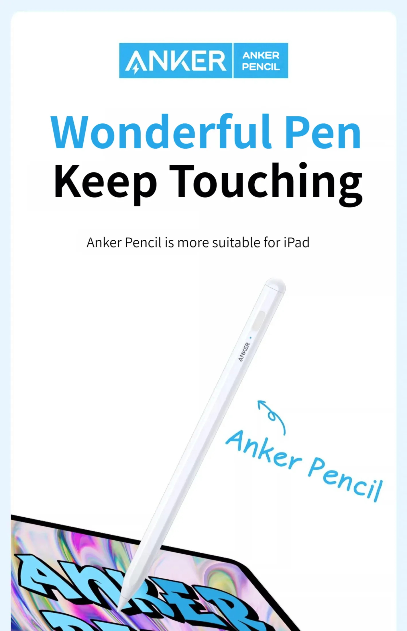 Anker Pencil Capacitor Stylus Pen A7139 For Apple iPad