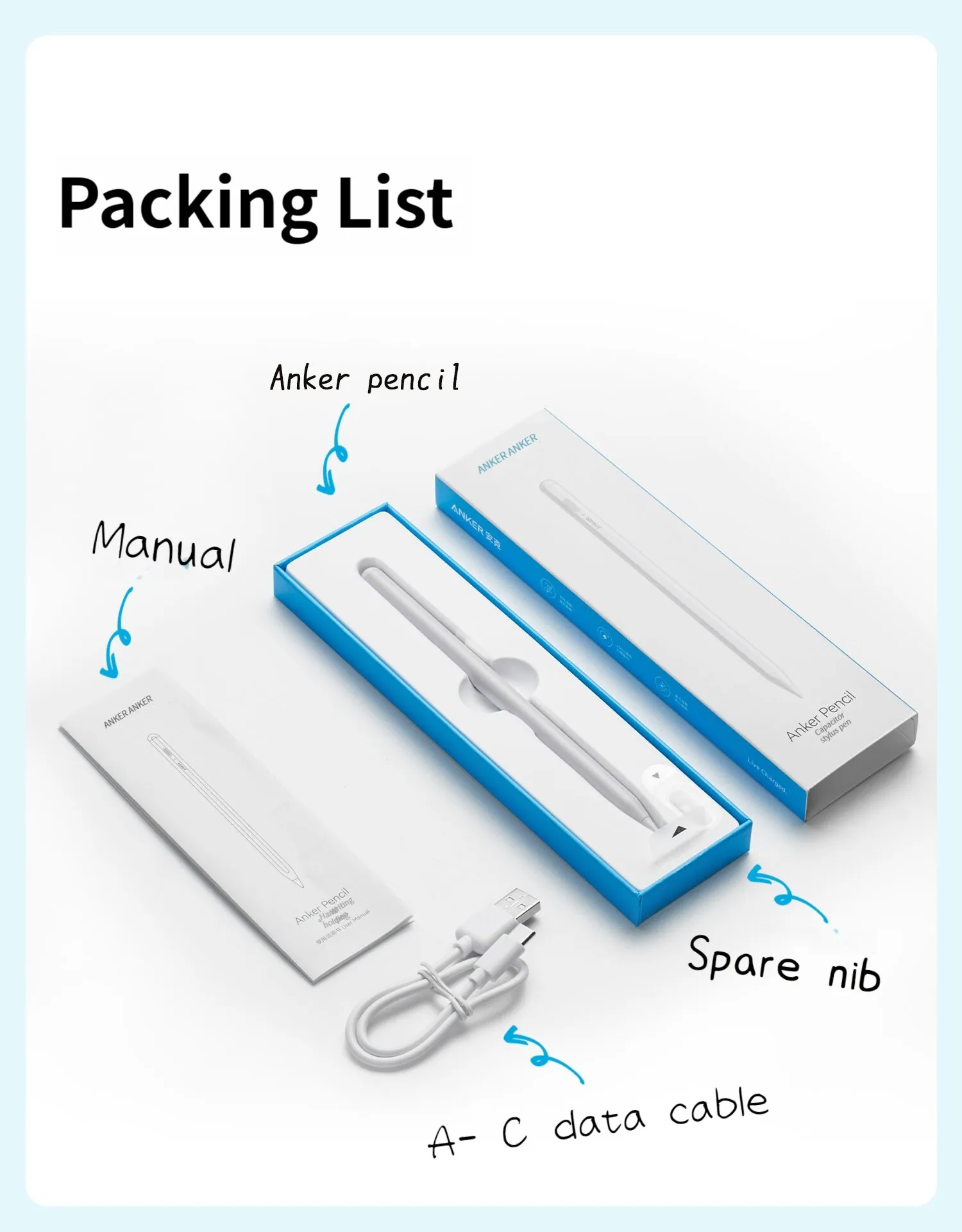 Anker Pencil Capacitor Stylus Pen A7139 For Apple iPad