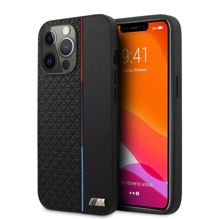 BMW M Collection PU With Small Triangle Pattern Protective Case for iPhone 13 Pro Max