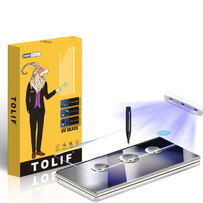TOLIF Fingerprint Work Screen Protector UV Tempered Glass for Samsung S21 Ultra