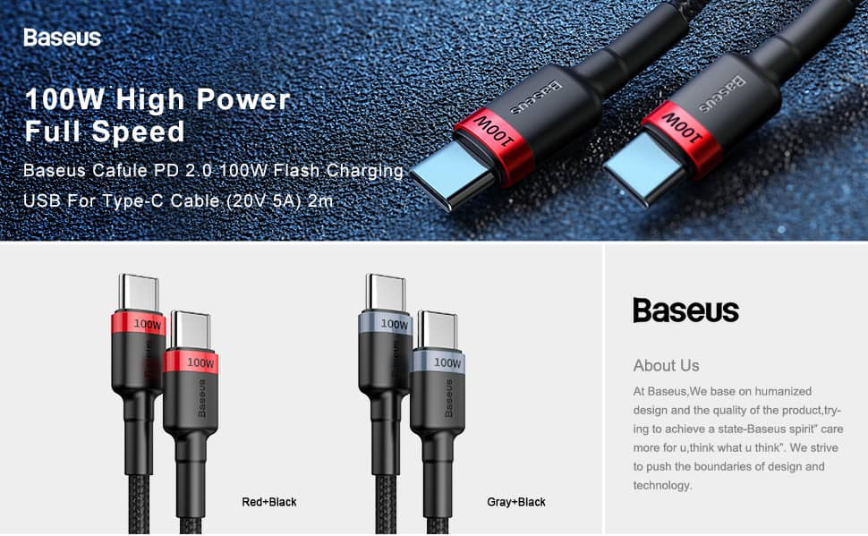 Baseus Cafule PD2.0 100W flash charging Type-C To C Cable