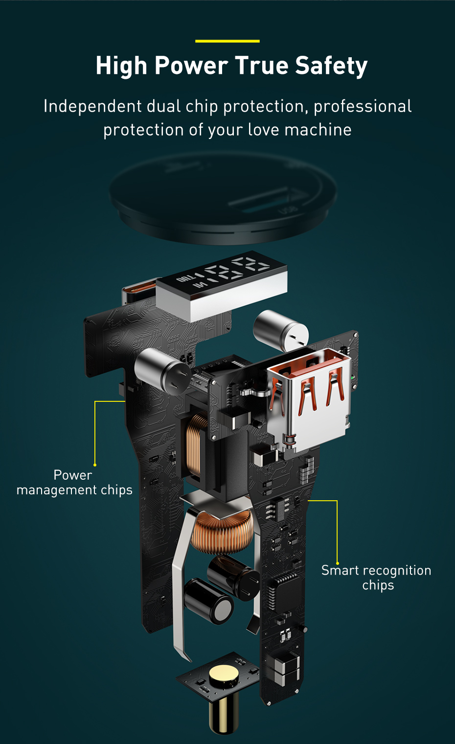 Baseus Digital Display PPS 100w Dual Quick Car Charger with Type-C to Type-C 100W 1m Cable