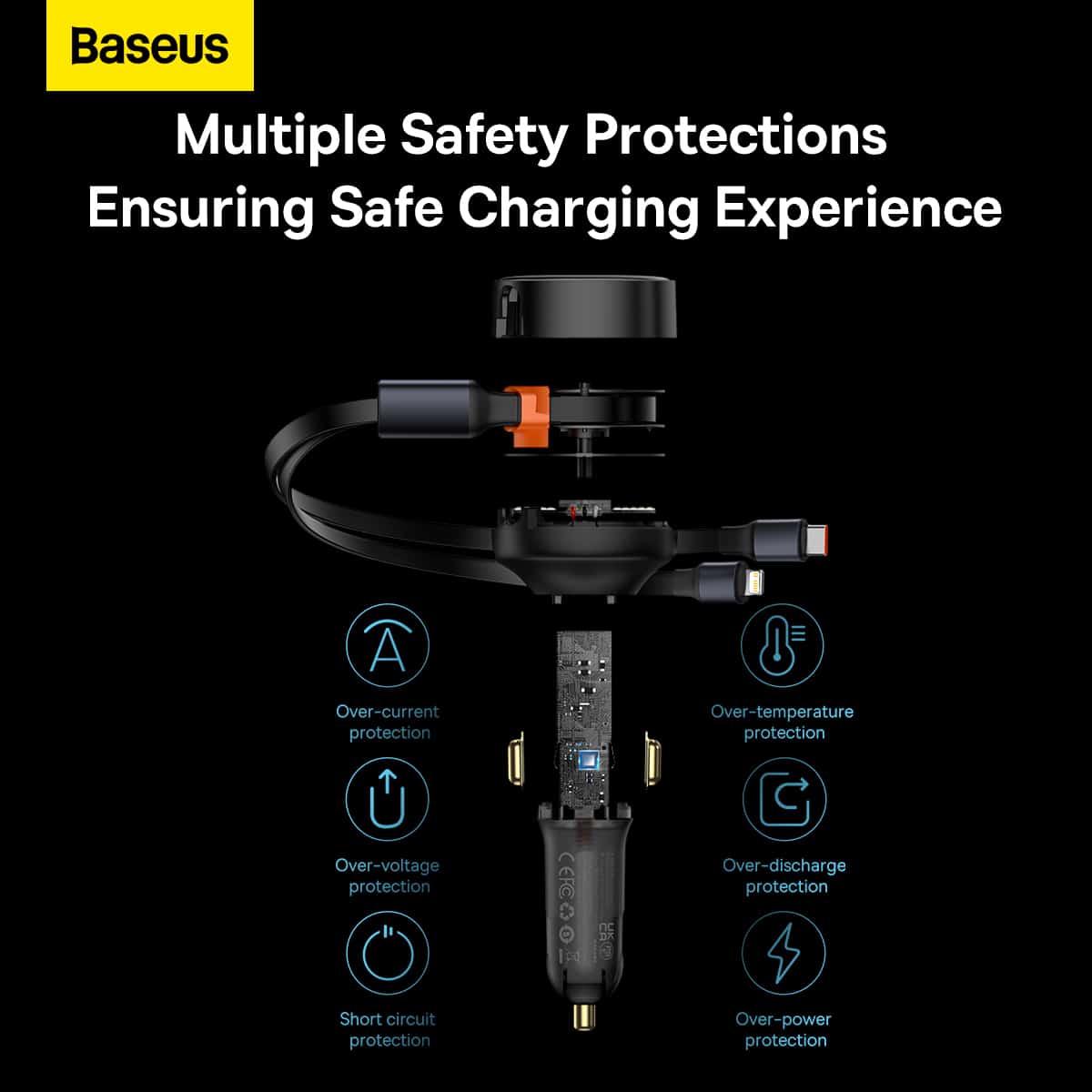 Baseus Enjoyment Retractable 2-in-1 Car Charger C+L 30W CGTX000001