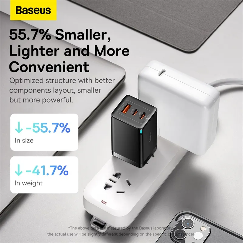 Baseus GaN5 Pro 65W Fast Charger 2X Type-C 1X USB Port