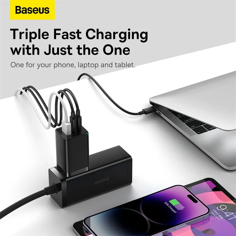 Baseus GaN5 Pro 65W Fast Charger 2X Type-C 1X USB Port