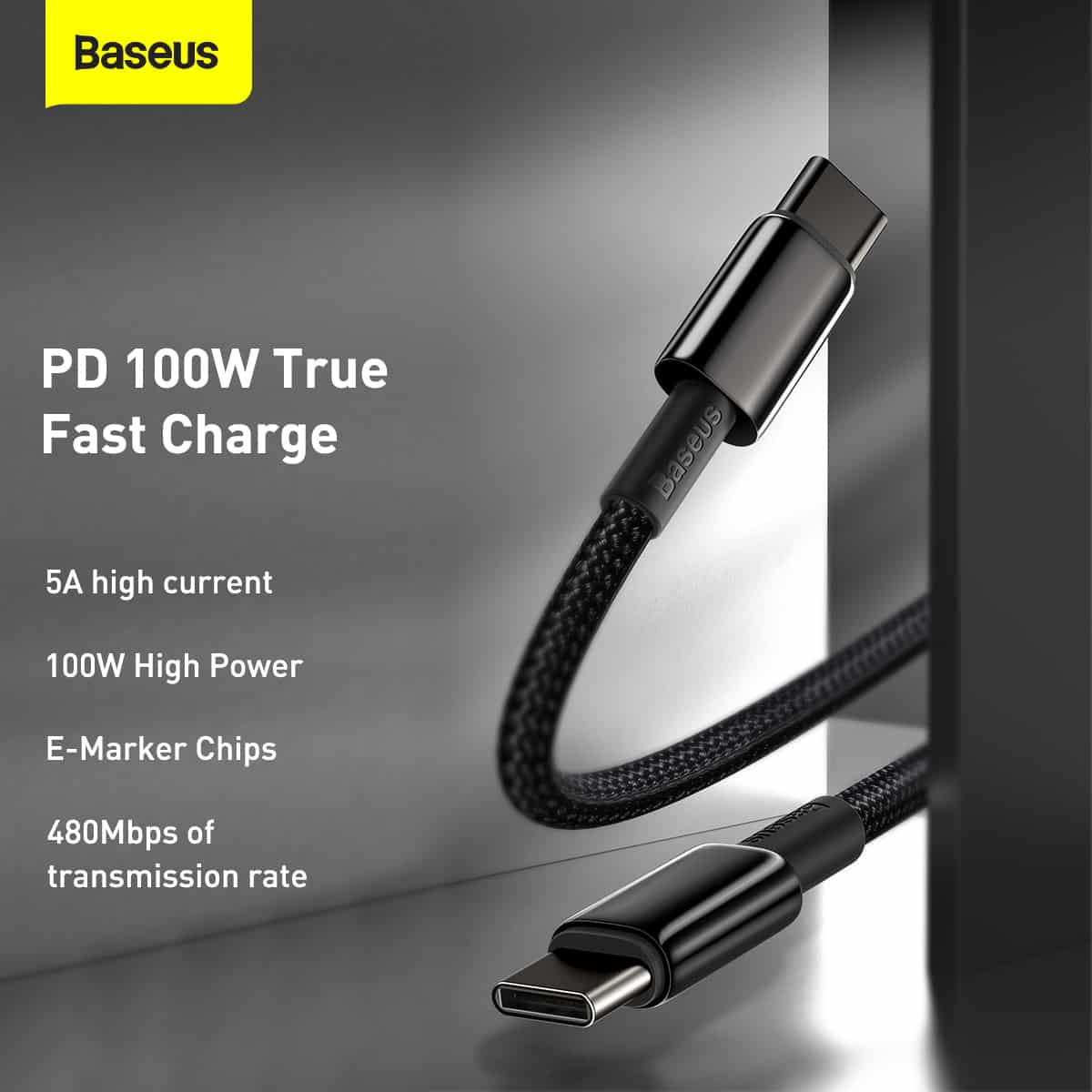 Baseus Tungsten Gold Fast Charging Data Cable Type-C to Type-C 100W